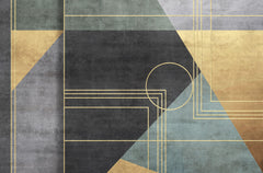 Tapet Personalizat Art Deco cu insertii abstracte aurii intr-un stil modern - WIRED CEMENT