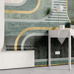 Tapet Personalizat Art Deco cu nuante de verde si mix de texturi de fundal - GREEN TEXTURES
