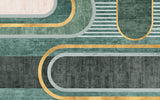 Tapet Personalizat Art Deco cu nuante de verde si mix de texturi de fundal - GREEN TEXTURES