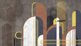 Tapet Personalizat Art Deco cu arcade de marmura insertii aurii si nuante pamantii de fundal - FUTURISTIC ART DECO