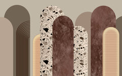 Tapet Personalizat Art Deco cu arcade intr-un mix de texturi de terazzo roca si plaster - TERRAZZO ART DECO