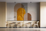 Tapet Personalizat Art Deco cu arcade abstract texturate si roca aurie - SUNNY ART DECO