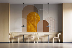 Tapet Personalizat Art Deco cu arcade abstract texturate si roca aurie - SUNNY ART DECO