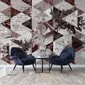 Tapet personalizat eclectic cu motive florale sculpturi si text italian eclectic sculptures