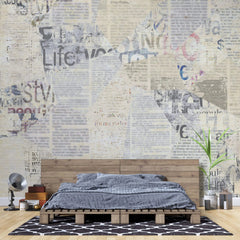 Tapet personalizat eclectic cu tipar de ziar blurat blurry newspaper
