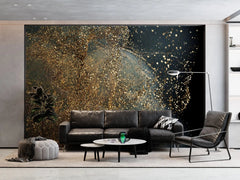 Tapet personalizat fine art cu sclipici in ploaie pe un fundal negru dark glitter