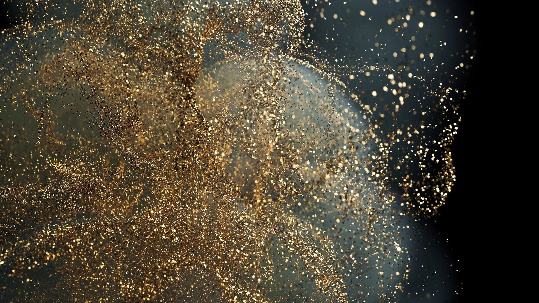 Tapet personalizat fine art cu sclipici in ploaie pe un fundal negru dark glitter