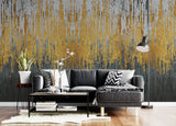 Tapet personalizat fine art cu straturi texturate in dungi gri aurii si negre textured art