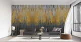 Tapet personalizat fine art cu straturi texturate in dungi gri aurii si negre textured art