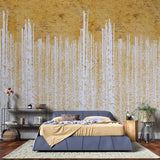 Tapet personalizat fine art cu pereti albi in foita aurie golden foil wall