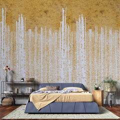 Tapet personalizat fine art cu pereti albi in foita aurie golden foil wall