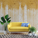 Tapet personalizat fine art cu pereti albi in foita aurie golden foil wall
