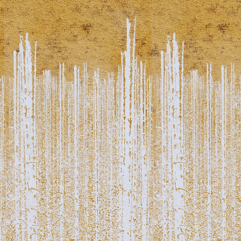 Tapet personalizat fine art cu pereti albi in foita aurie golden foil wall