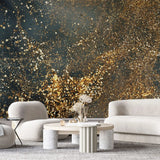 Tapet personalizat fine art cu sclipici auriu in prim plan close up glitter