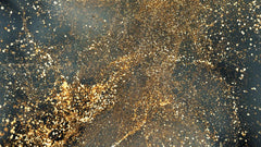 Tapet personalizat fine art cu sclipici auriu in prim plan close up glitter