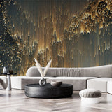 Tapet personalizat fine art in nuante de auriu si negru golden northen lights