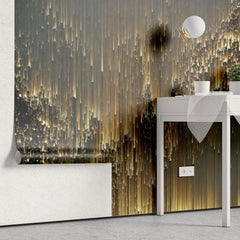 Tapet personalizat fine art in nuante de auriu si negru golden northen lights
