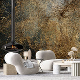 Tapet personalizat fine art cu sclipici auriu nisipos in prim plan sandy glitter