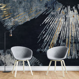 Tapet personalizat fine art cu reprezentare artistica a unui iris in nuante inchise si insertii aurii iris