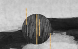 Tapet personalizat fine art texturat cu dungi negre si aurii pe un fundal monocrom iceland