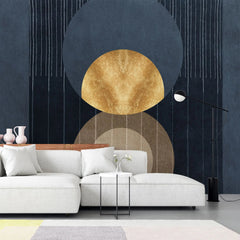 Tapet personalizat fine art cu elemente artistice in nuante inchise si aurii balance