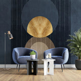 Tapet personalizat fine art cu elemente artistice in nuante inchise si aurii balance