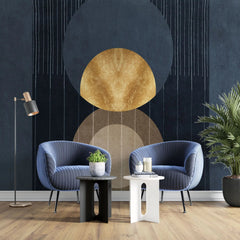 Tapet personalizat fine art cu elemente artistice in nuante inchise si aurii balance