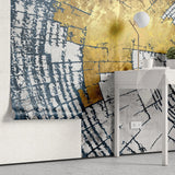 Tapet personalizat fine art cu inele de copac tip buturuga in nuante de alb si auriu white 'n gold tree rings