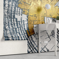 Tapet personalizat fine art cu inele de copac tip buturuga in nuante de alb si auriu white 'n gold tree rings