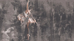 Tapet personalizat fine art cu balerina pe un fundal maro inchis ballerina