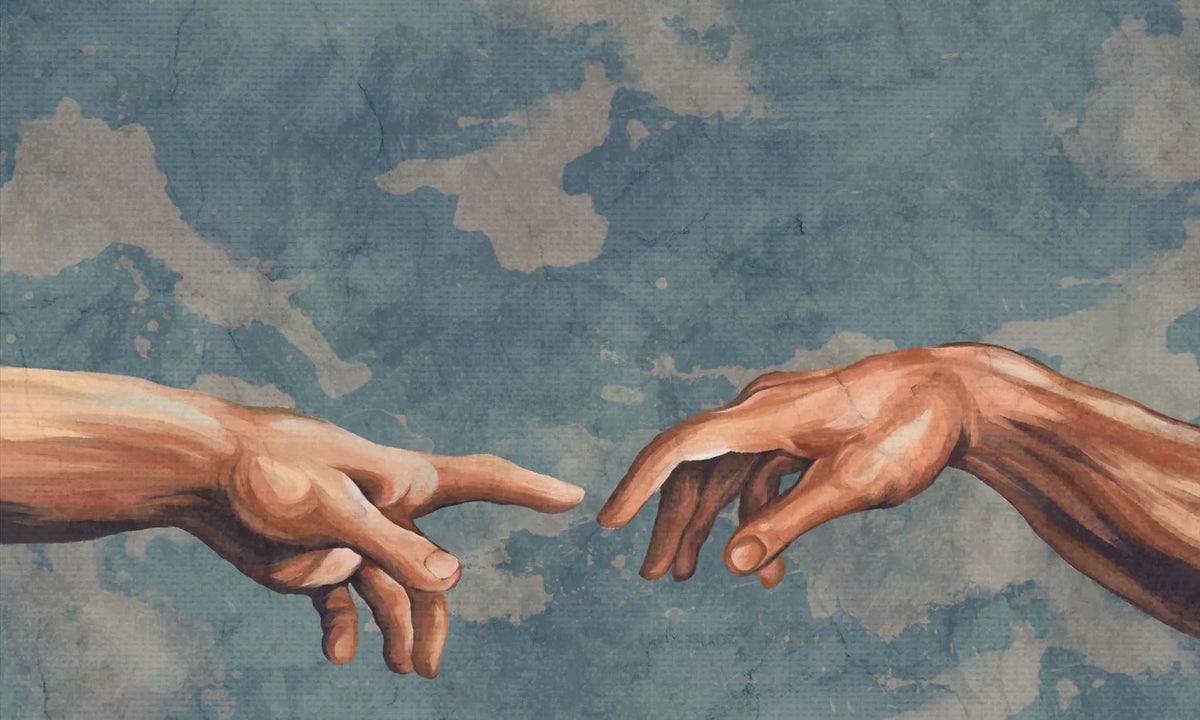 Tapet personalizat fine art cu reinterpretarea faimoasei fresce creatia” the creation