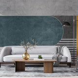 Tapet personalizat fine art cu forme abstracte aflate in aliniament in nuante de albastru si cu detalii aurii aesthetic shapes