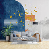 Tapet personalizat fine art cu design abstract si pate de culoare yellow splash