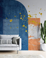Tapet personalizat fine art cu design abstract si pate de culoare yellow splash