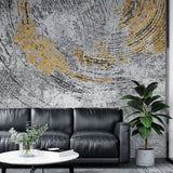 Tapet personalizat fine art cu cercuri aurii texturate pe un fundal gri beton concrete circles