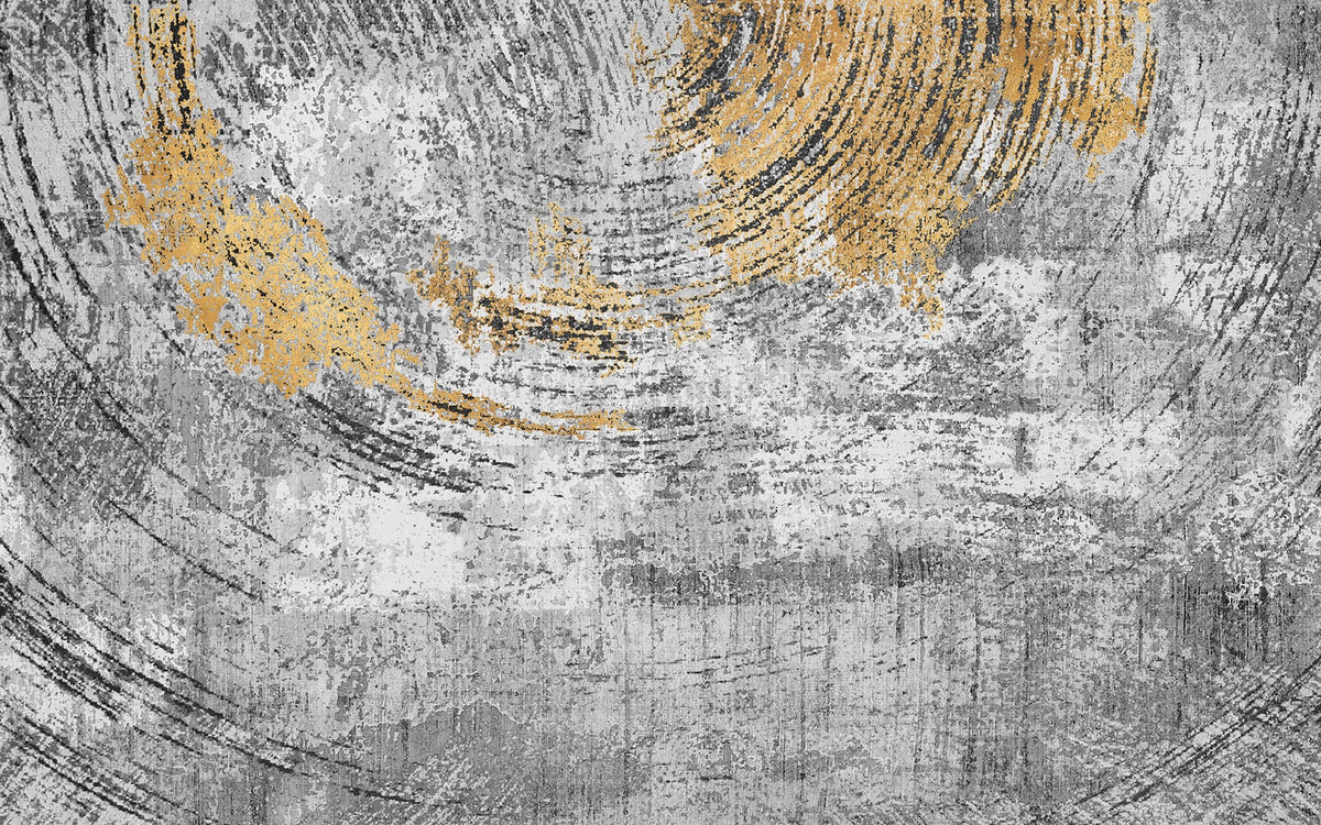 Tapet personalizat fine art cu cercuri aurii texturate pe un fundal gri beton concrete circles