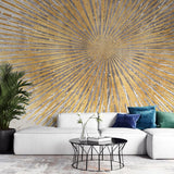 Tapet personalizat fine art cu dungi radiante aurii golden goddess