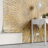 Tapet personalizat fine art cu dungi radiante aurii golden goddess