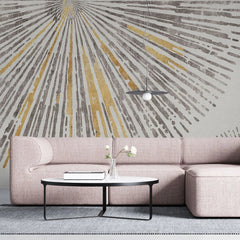 Tapet personalizat fine art cu dungi radiante argintii cu detalii aurii silver goddess