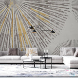 Tapet personalizat fine art cu dungi radiante argintii cu detalii aurii silver goddess