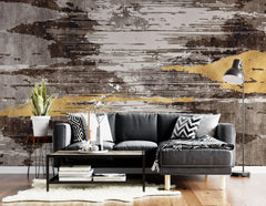 Tapet personalizat fine art cu dungi abstracte aurii si negre black meets gold
