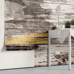 Tapet personalizat fine art cu dungi abstracte aurii si negre black meets gold