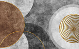 Tapet personalizat fine art cu elemente artistice in nuante inchise si aurii dark sand circle