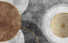 Tapet personalizat fine art cu elemente artistice in nuante inchise si aurii dark sand circle