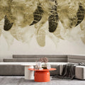 Tapet personalizat fine art cu pene aurii si negre elegante pe un fundal alb elite feathers