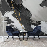 Tapet personalizat fine art cu vopsea acrilica neagra si dungi aurii black acrylic