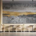 Tapet personalizat fine art cu structura abstracta in nuante de gri si aramiu winter sunset