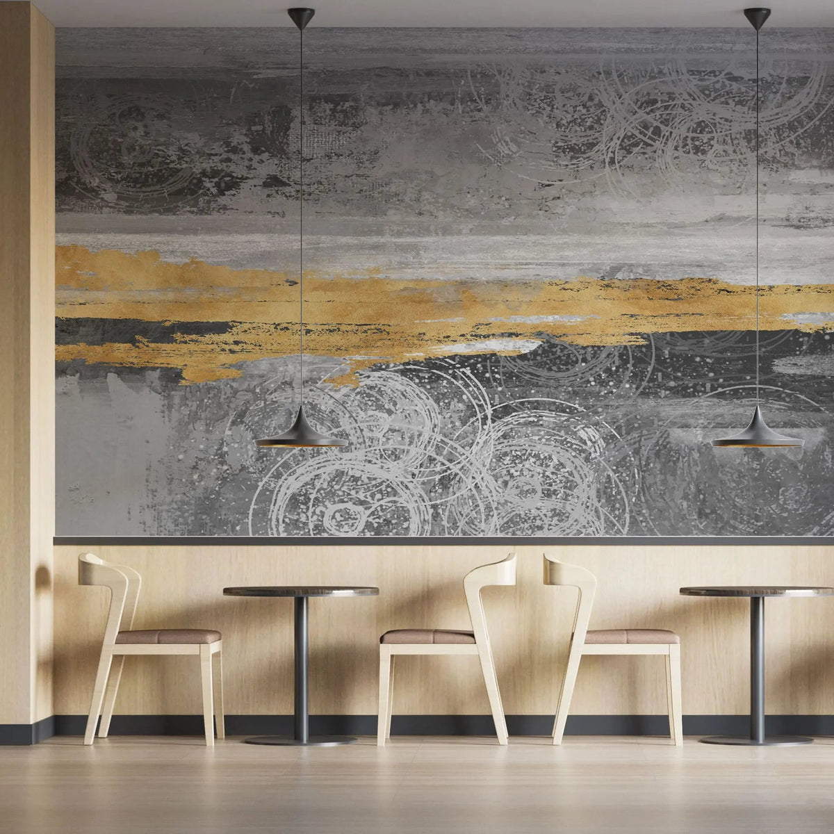 Tapet personalizat fine art cu structura abstracta in nuante de gri si aramiu winter sunset