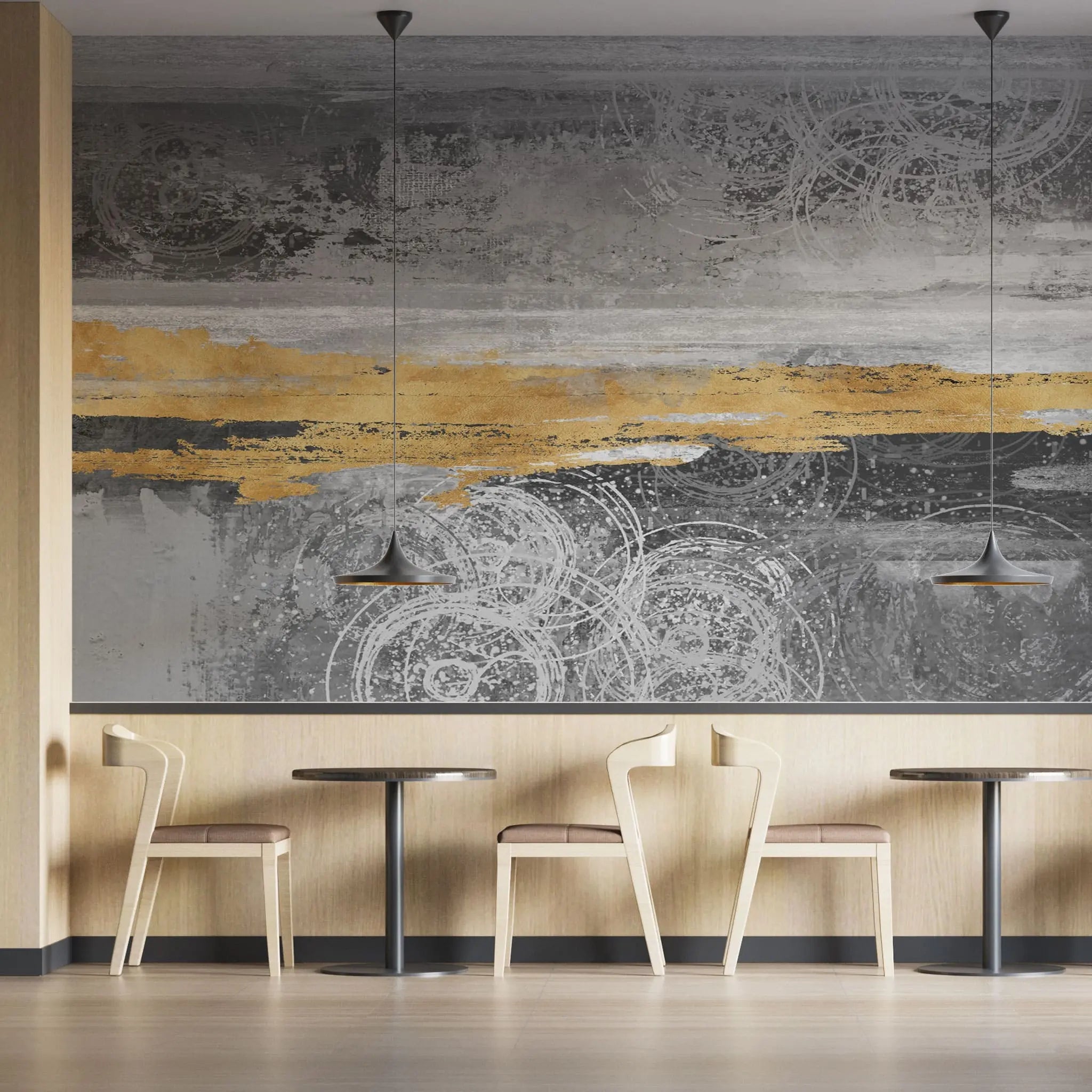 Tapet personalizat fine art cu structura abstracta in nuante de gri si aramiu winter sunset