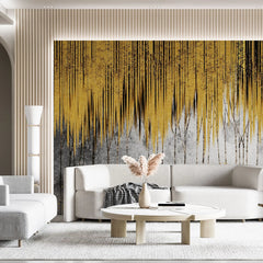 Tapet personalizat fine art cu dungi aurii si umbre negre golden curtains